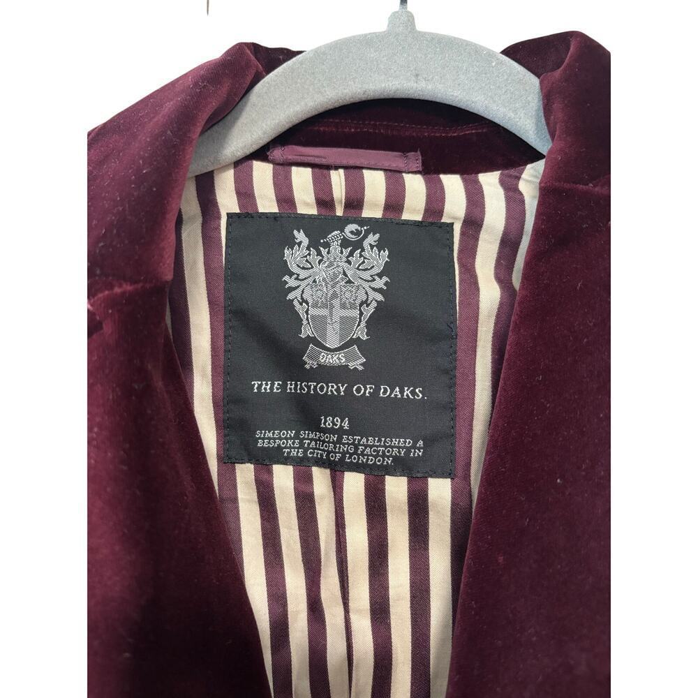 DAKS Little Kids Velvet Blazer Jacket Burgundy Double Breasted Size 130 Luxury - Picture 5 of 10